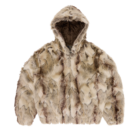 PELT HOODED FUR JACKET [FAWN]