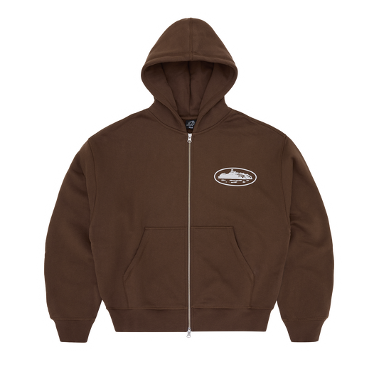 ISLAND PUFF PRINT ZIP HOODIE [BROWN]
