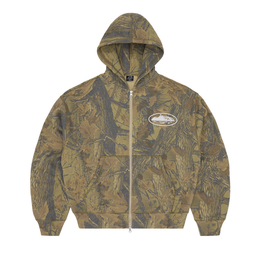 ISLAND PUFF PRINT ZIP HOODIE [FOREST CAMO]