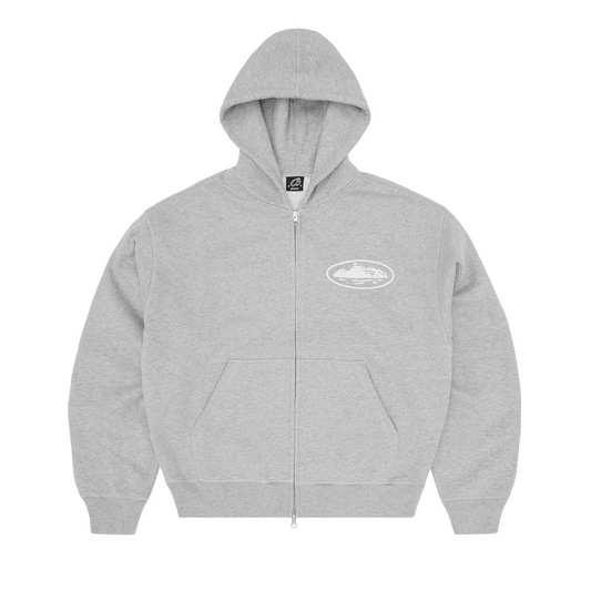 ISLAND PUFF PRINT ZIP HOODIE [HEATHER GREY]